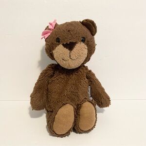 Hallmark Teddy Bear Plush Stuffed Animal Brown Fur Pink Bow 13" Floppy Legs Arms
